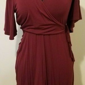 Old Navy Tie Waist Maroon Dress Size Small
